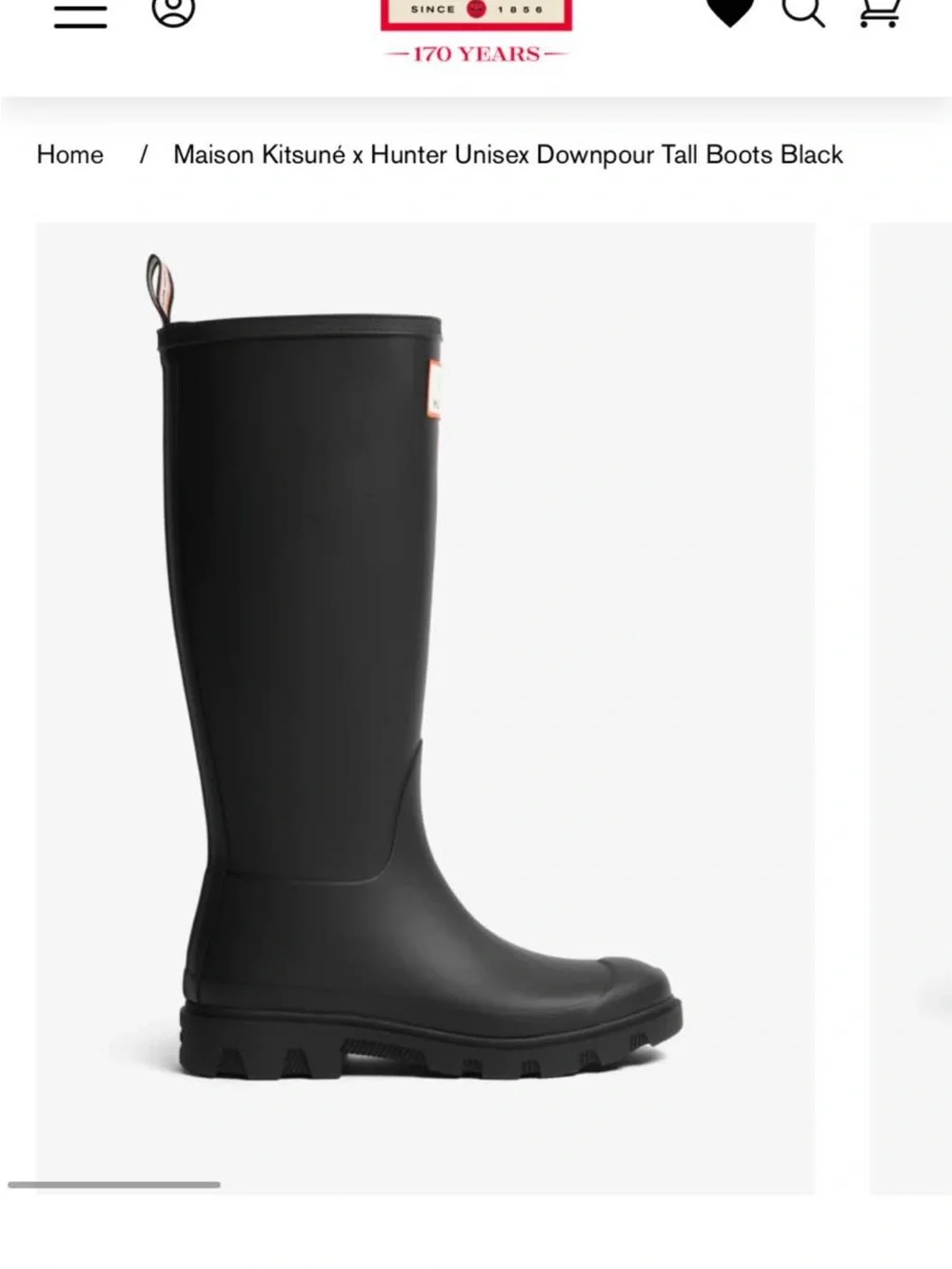 MAISON KITSUNÉ x Hunter Black Tall Rain Boots with Orange Trim